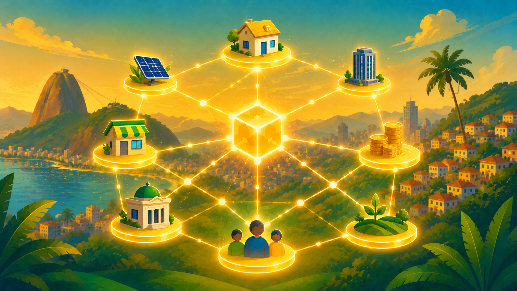 Rede blockchain descentralizada conectando ativos e setores da economia brasileira por meio da tokenização.