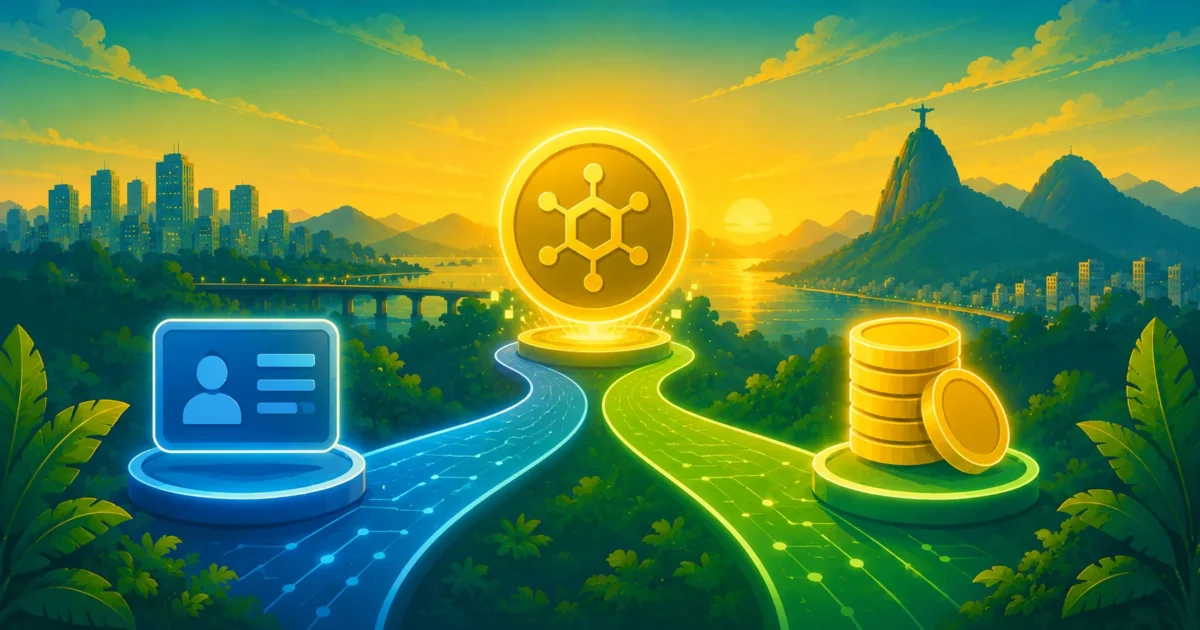 Ilustração comparando tokenização de identidade e histórico com tokenização de investimento fracionado